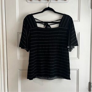 Maurices Women’s Flowy Black and White Striped Blouse | XL